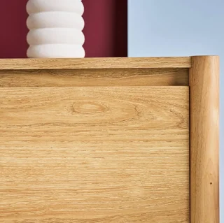 Meuble TV bois naturel 140 cm avec rangement 2 portes et tiroir