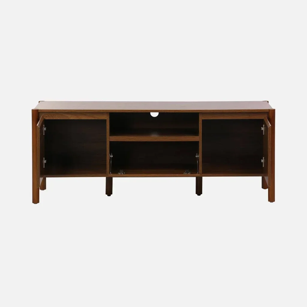 Meuble TV bois naturel 140 cm 2 portes 1 tiroir - Collection Harmony