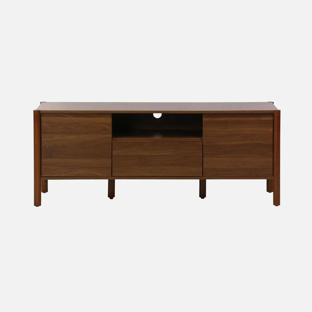 Rack TV Madeira Natural 140 cm 2 Portas 1 Gaveta - Coleção Harmony