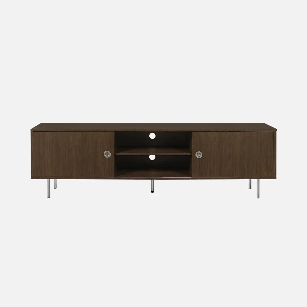 Retro TV-Möbel Holz Chrom Metall 180cm Doppeltür Shelby