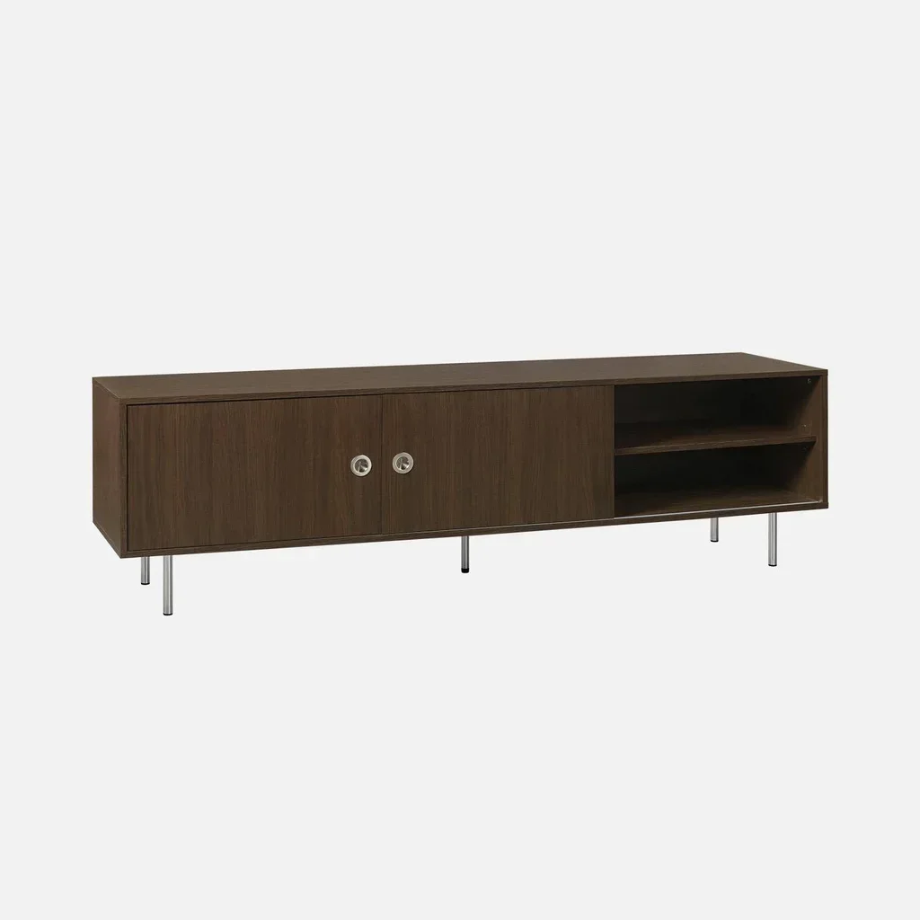 Mueble TV Retro Madera Metal Cromado 180cm Doble Puerta Shelby