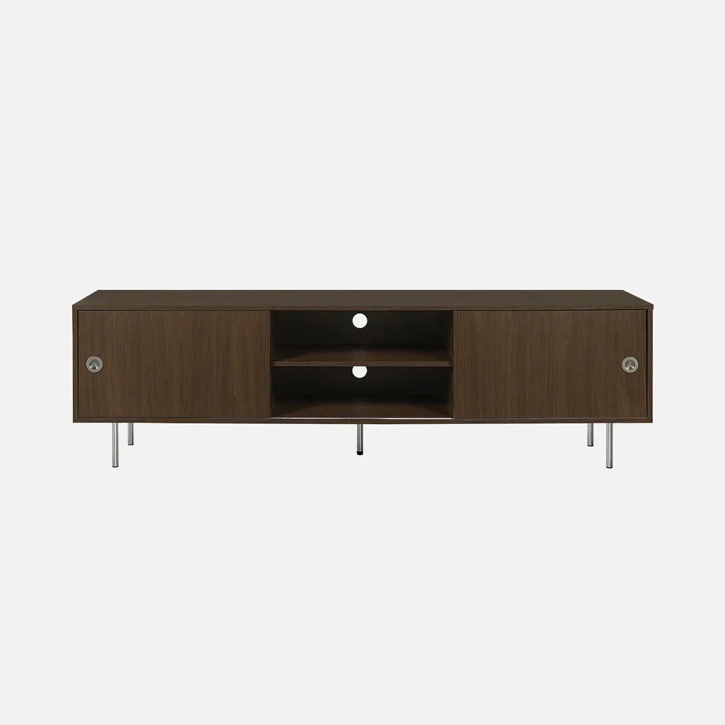 Retro TV-Möbel Holz Chrom Metall 180cm Doppeltür Shelby