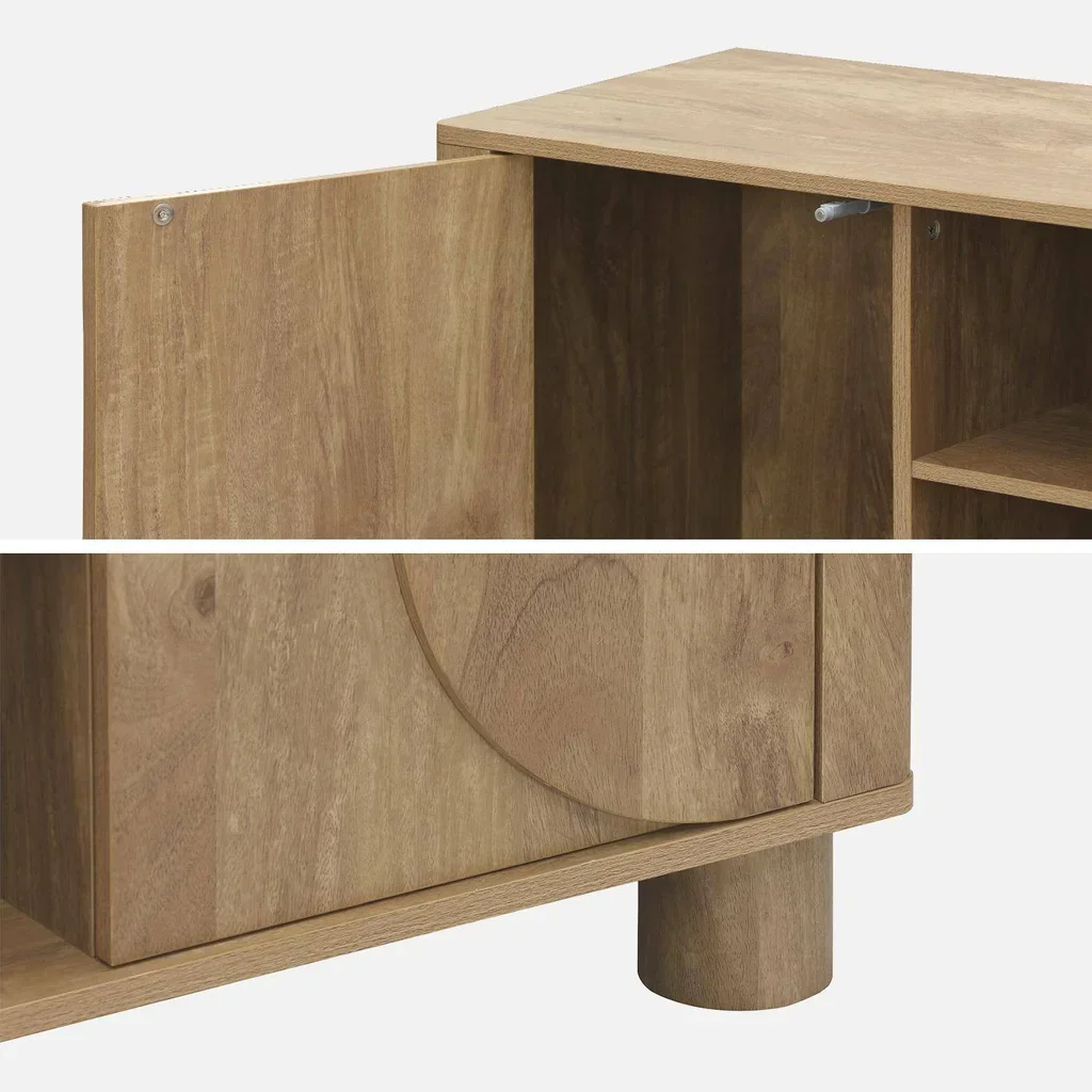 Mueble TV 155 cm 2 Puertas Reversibles Efecto Madera Mango Pondi