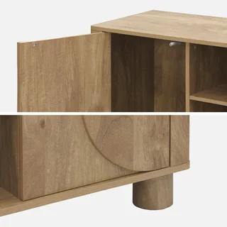 Mueble TV 155 cm 2 Puertas Reversibles Efecto Madera Mango Pondi