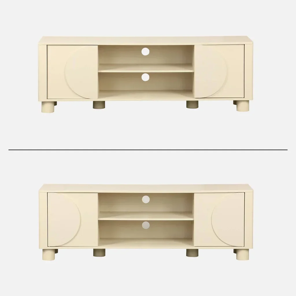 Mueble TV 155 cm 2 Puertas Reversibles Efecto Madera Mango Pondi