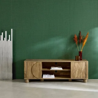 Mueble TV 155 cm 2 Puertas Reversibles Efecto Madera Mango Pondi