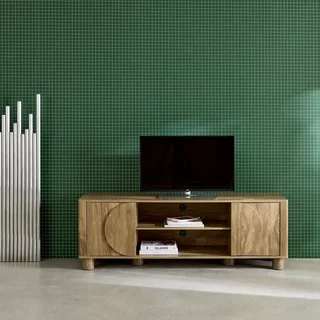 Mueble TV 155 cm 2 Puertas Reversibles Efecto Madera Mango Pondi