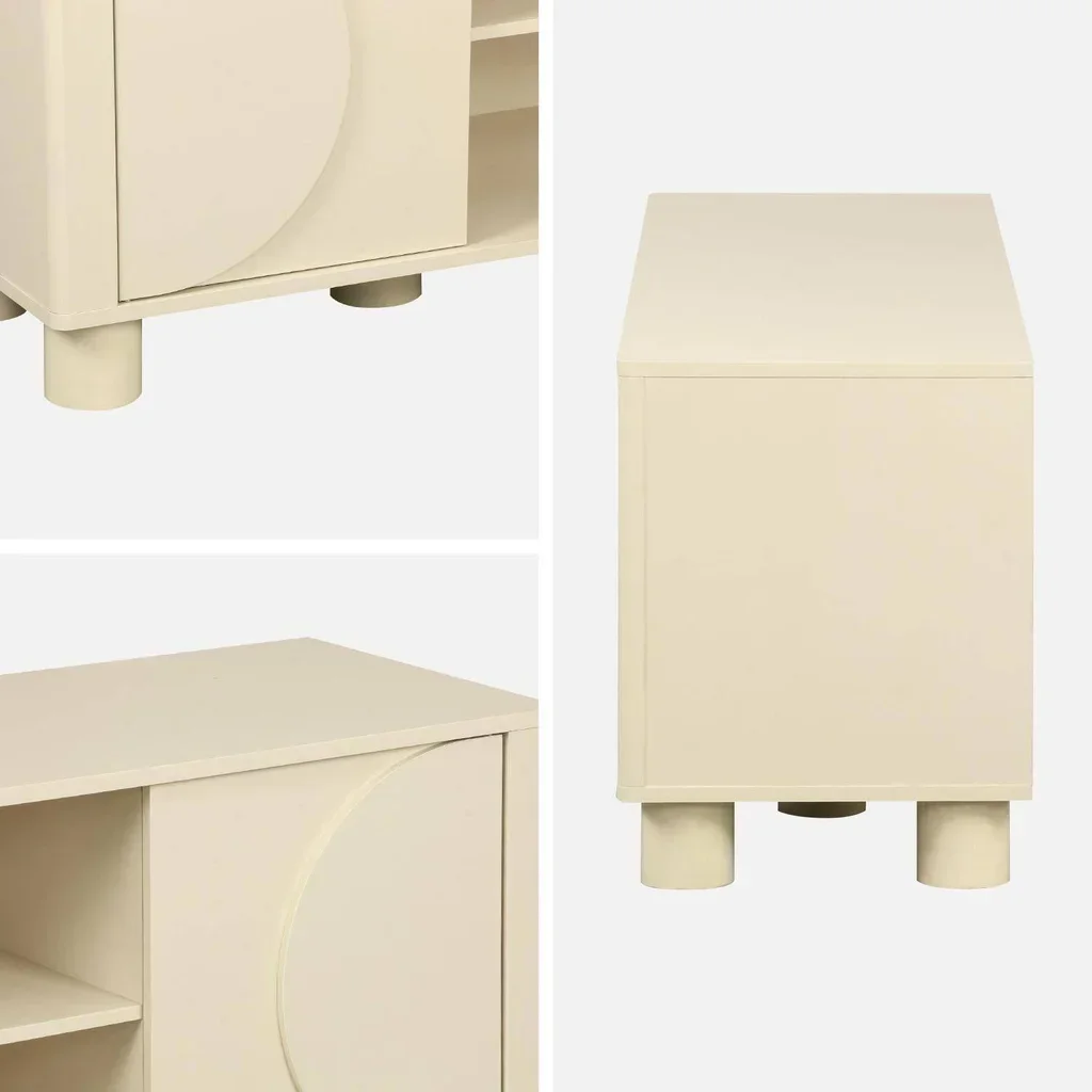 Mueble TV 155 cm 2 Puertas Reversibles Efecto Madera Mango Pondi