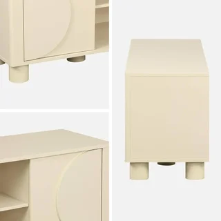 Mueble TV 155 cm 2 Puertas Reversibles Efecto Madera Mango Pondi