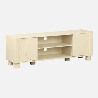 Mueble TV 155 cm 2 Puertas Reversibles Efecto Madera Mango Pondi