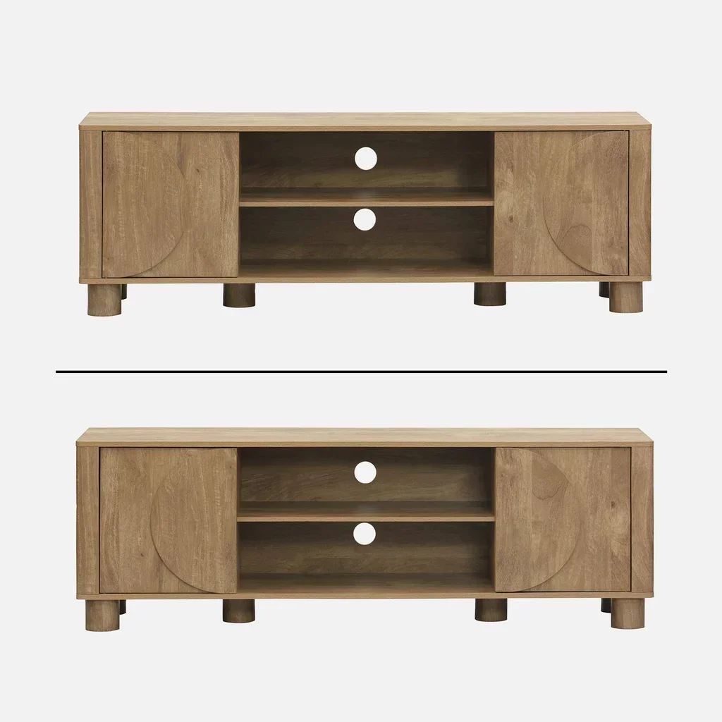 Mueble TV 155 cm 2 Puertas Reversibles Efecto Madera Mango Pondi