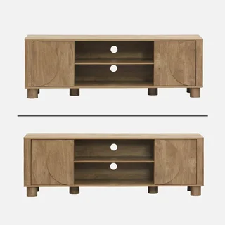 Mueble TV 155 cm 2 Puertas Reversibles Efecto Madera Mango Pondi