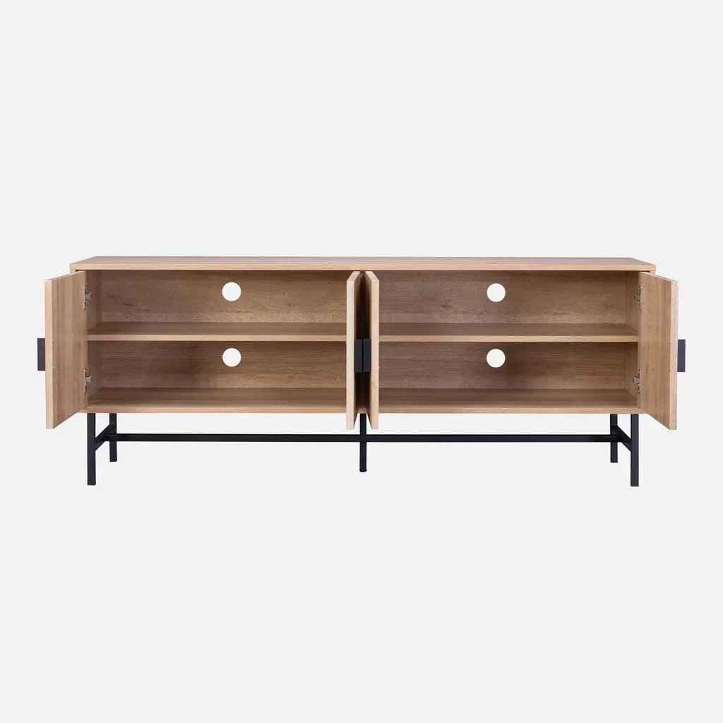 Mueble TV 4 puertas madera rayada Bazalt 157 cm