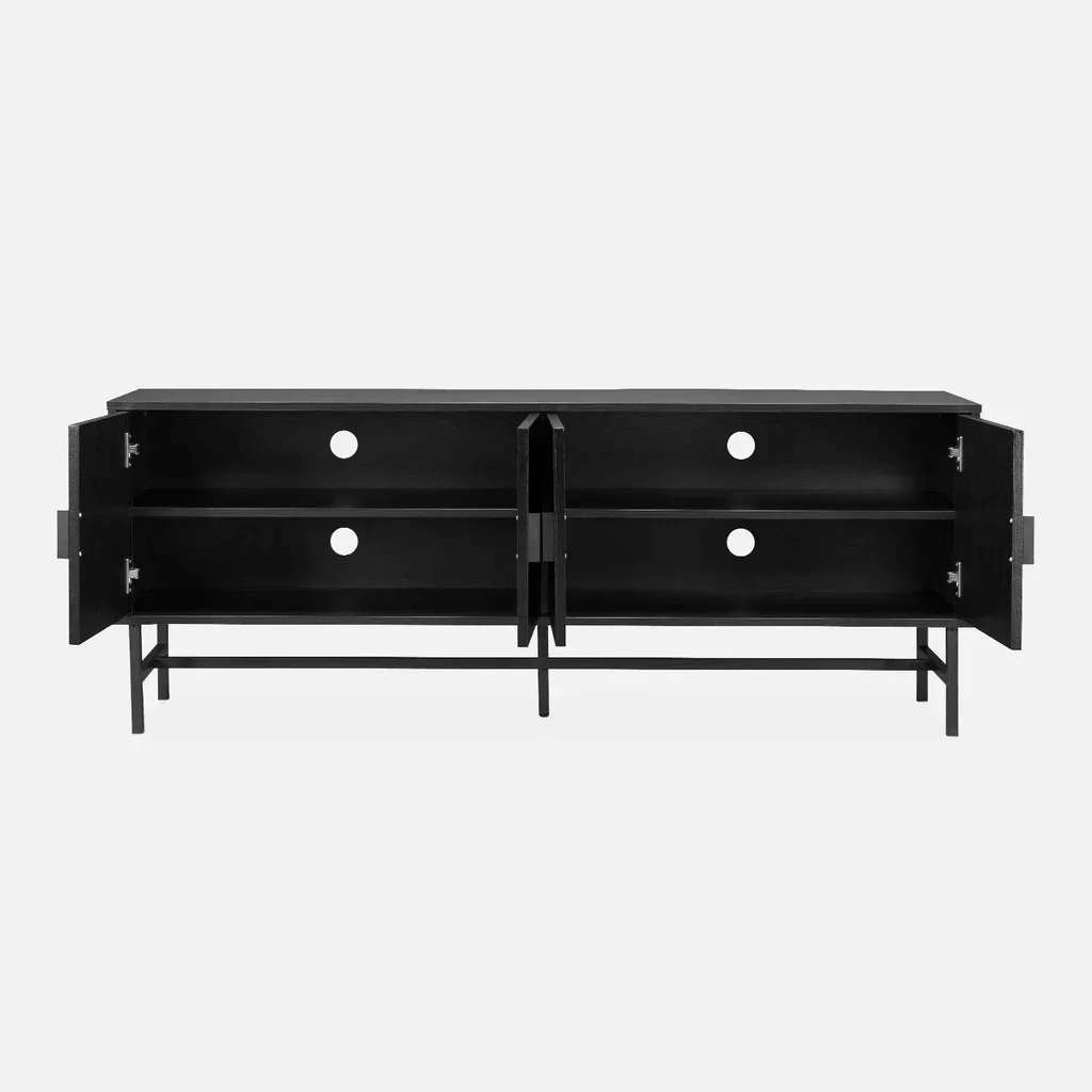 Mueble TV 4 puertas madera estriada Bazalt 157 cm diseño industrial