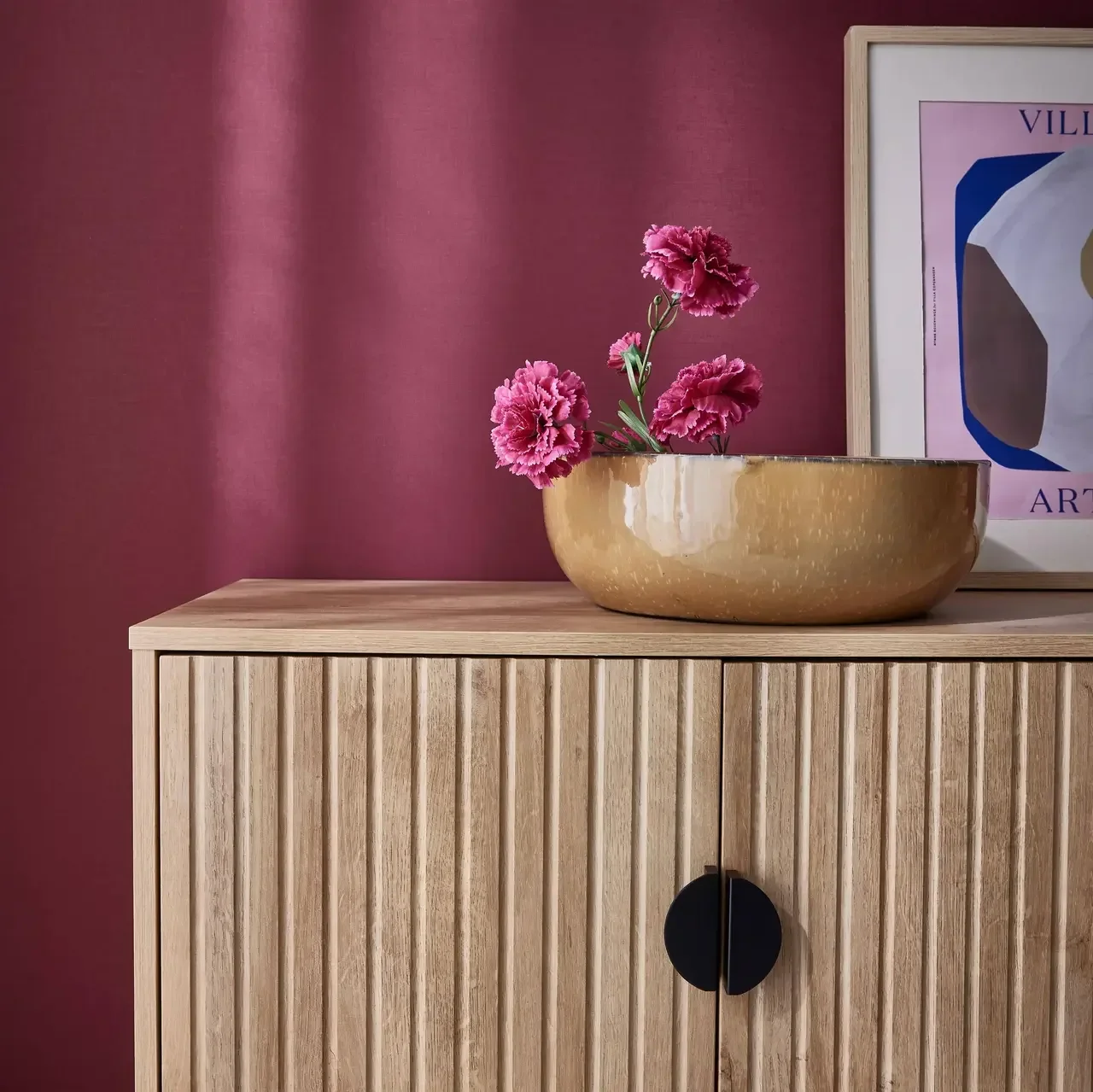 Mueble TV 4 puertas madera rayada Bazalt 157 cm