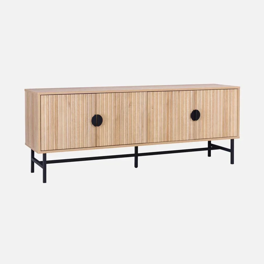 Mueble TV 4 puertas madera rayada Bazalt 157 cm