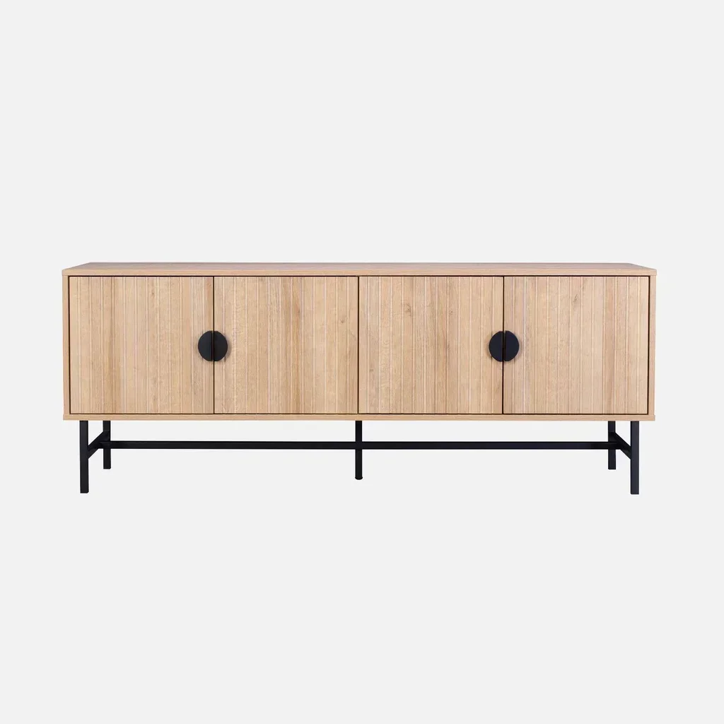 Mueble TV 4 puertas madera rayada Bazalt 157 cm