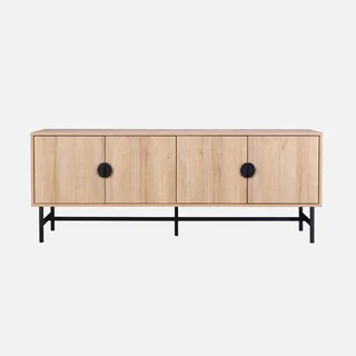 Mueble TV 4 puertas madera rayada Bazalt 157 cm