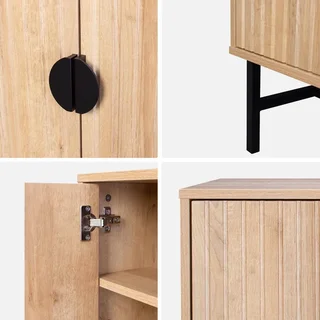 Mueble TV 4 puertas madera rayada Bazalt 157 cm