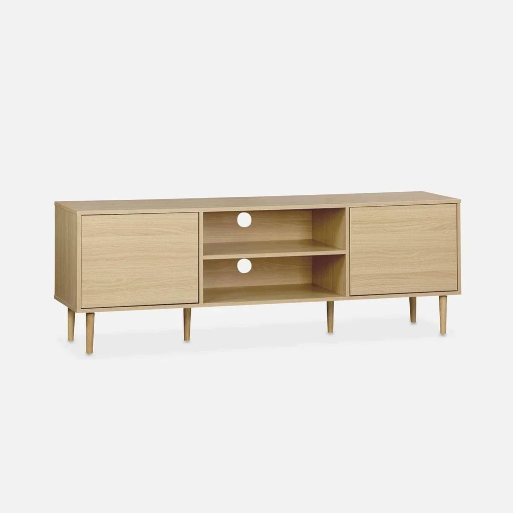 TV-Schrank Mika 2 Türen 160 cm Massivholz zeitgenössisches Design Wohnzimmer