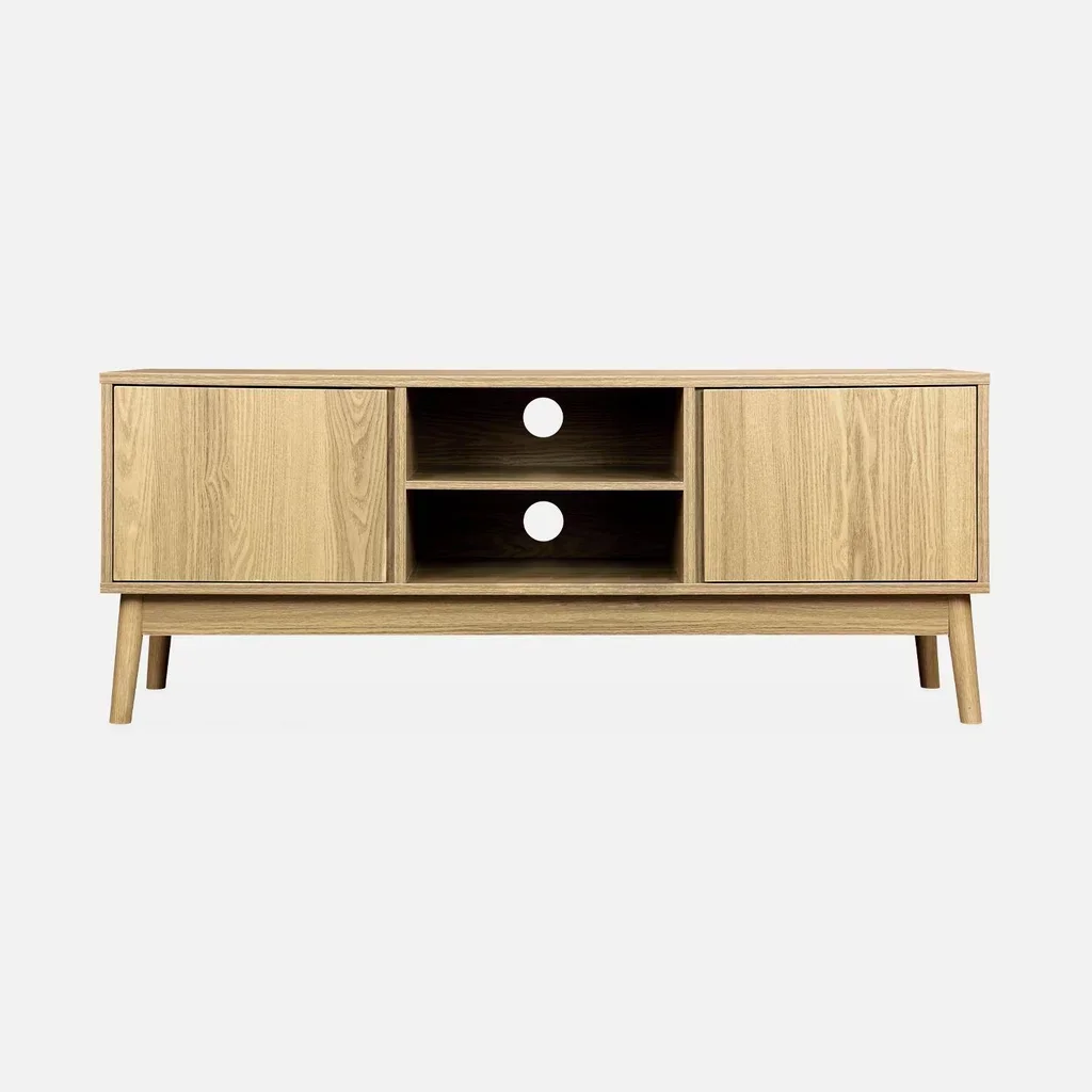 Mueble TV 2 Puertas Efecto Madera 120 cm Estilo Escandinavo Dune