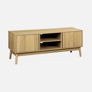 Mueble TV 2 Puertas Efecto Madera 120 cm Estilo Escandinavo Dune