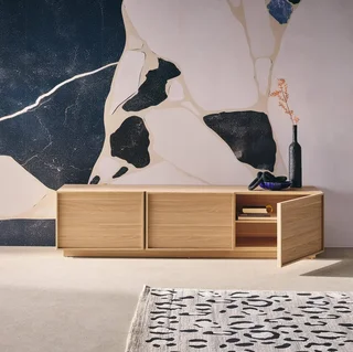 Mueble TV 3 Puertas 140 cm Efecto Madera Nogal Kuba