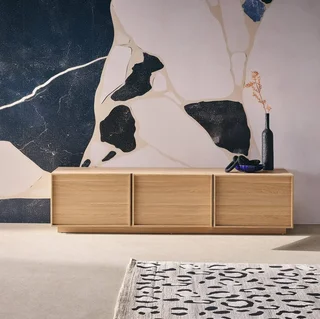 Mueble TV 3 Puertas 140 cm Efecto Madera Nogal Kuba