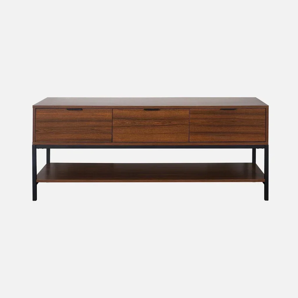 vintage TV stand 3 drawers walnut wood 130 cm living room bedroom
