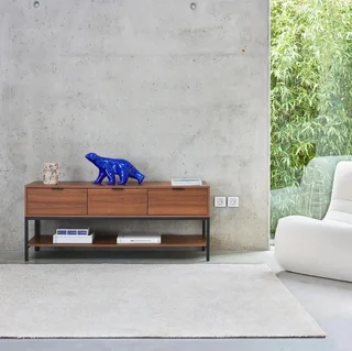 vintage TV stand 3 drawers walnut wood 130 cm living room bedroom