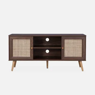 Mobile TV Scandinavo Boho Legno Rattan 2 Ante 120 cm