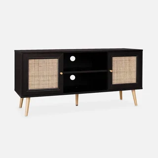 Mobile TV Scandinavo Boho Legno Rattan 2 Ante 120 cm