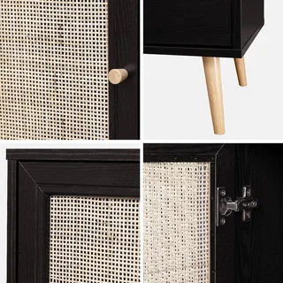 Mobile TV Scandinavo Boho Legno Rattan 2 Ante 120 cm