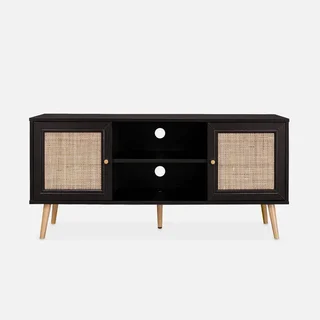 Mobile TV Scandinavo Boho Legno Rattan 2 Ante 120 cm