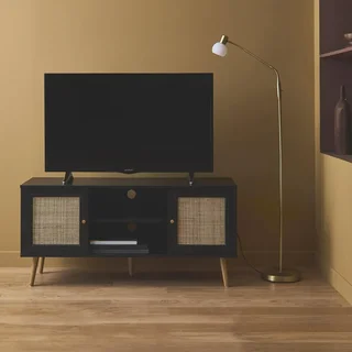 Mobile TV Scandinavo Boho Legno Rattan 2 Ante 120 cm