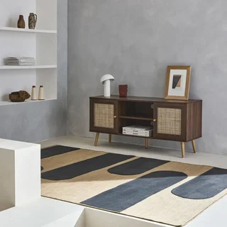 Mobile TV Scandinavo Boho Legno Rattan 2 Ante 120 cm