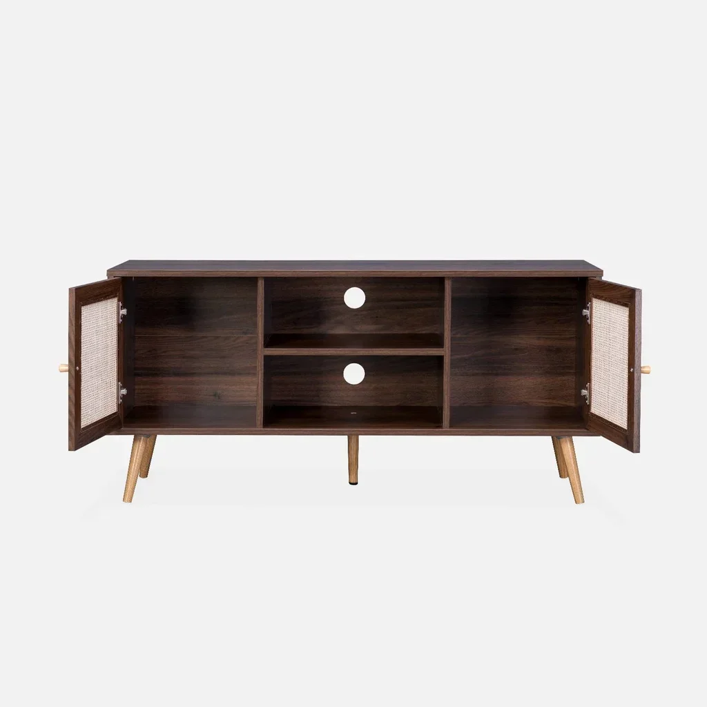 Mobile TV Scandinavo Boho Legno Rattan 2 Ante 120 cm
