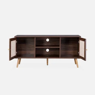 Mobile TV Scandinavo Boho Legno Rattan 2 Ante 120 cm