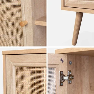 Mobile TV legno rattan 2 ante stile scandinavo vintage 120 cm
