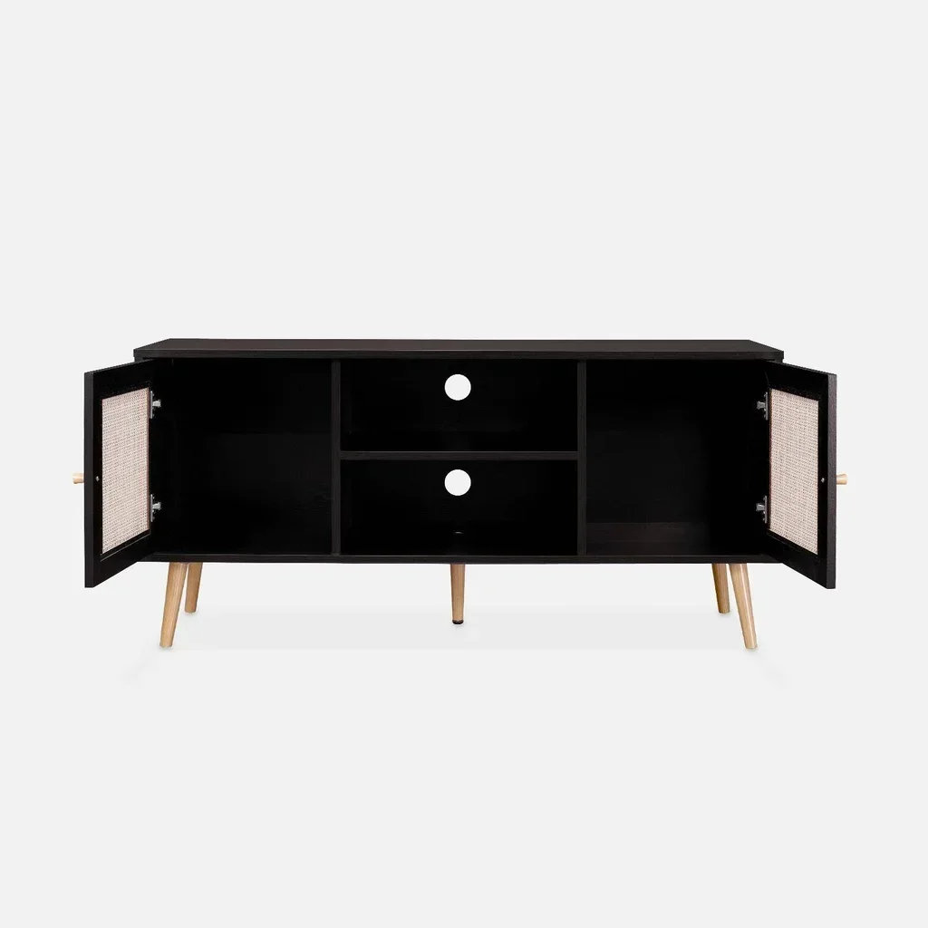 Mobile TV Scandinavo Boho Legno Rattan 2 Ante 120 cm