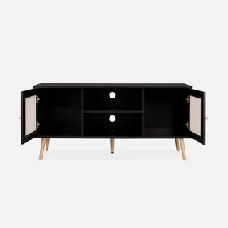 Mobile TV Scandinavo Boho Legno Rattan 2 Ante 120 cm