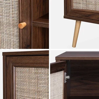 Mobile TV Scandinavo Boho Legno Rattan 2 Ante 120 cm