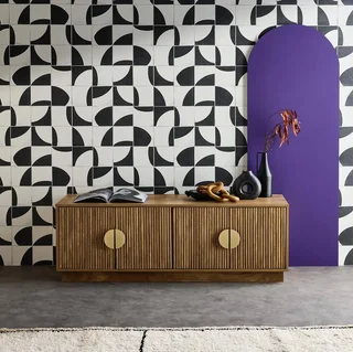 TV-Schrank Mangoholz 140cm 4 Türen Exotischer Stil Celian