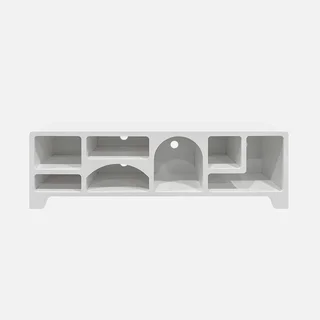 Meuble TV design naturel 160 cm bois blanc 7 rangements