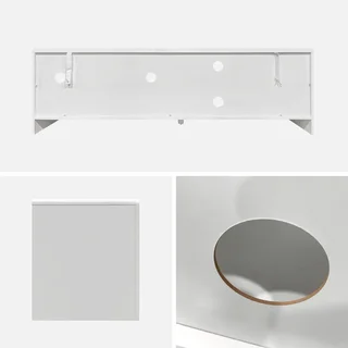 Meuble TV design naturel 160 cm bois blanc 7 rangements
