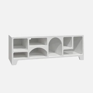 Meuble TV design naturel 160 cm bois blanc 7 rangements