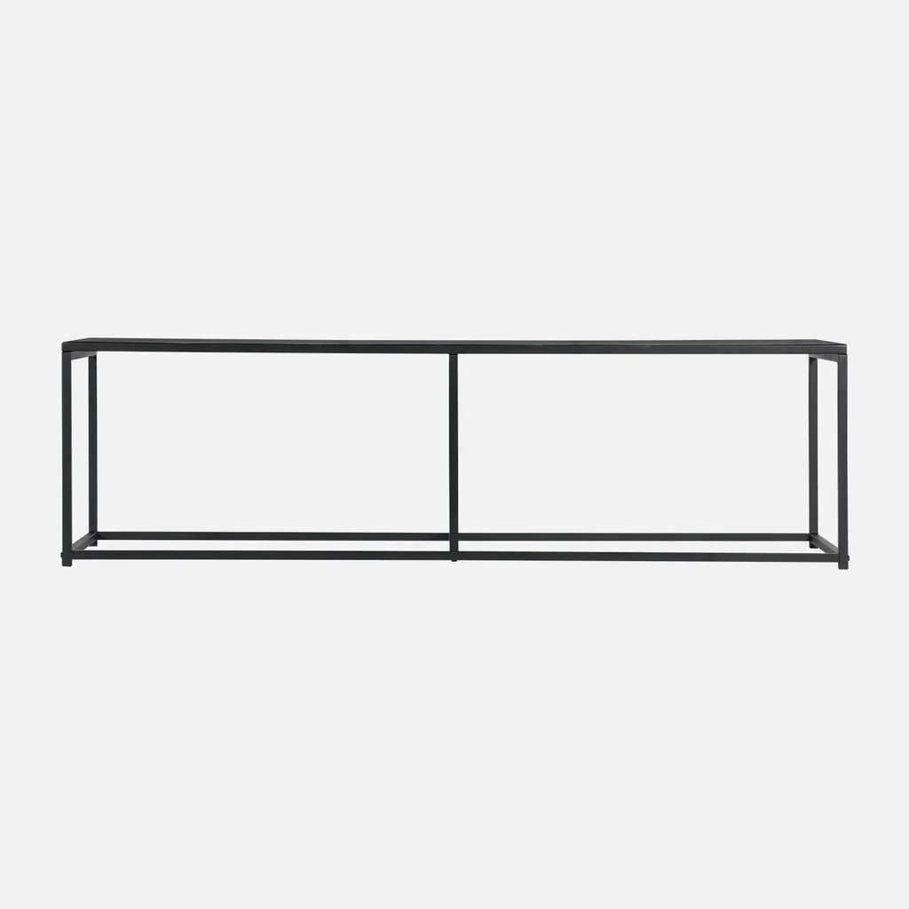 Mobile TV industriale 140 cm metallo nero con barra di rinforzo design urbano