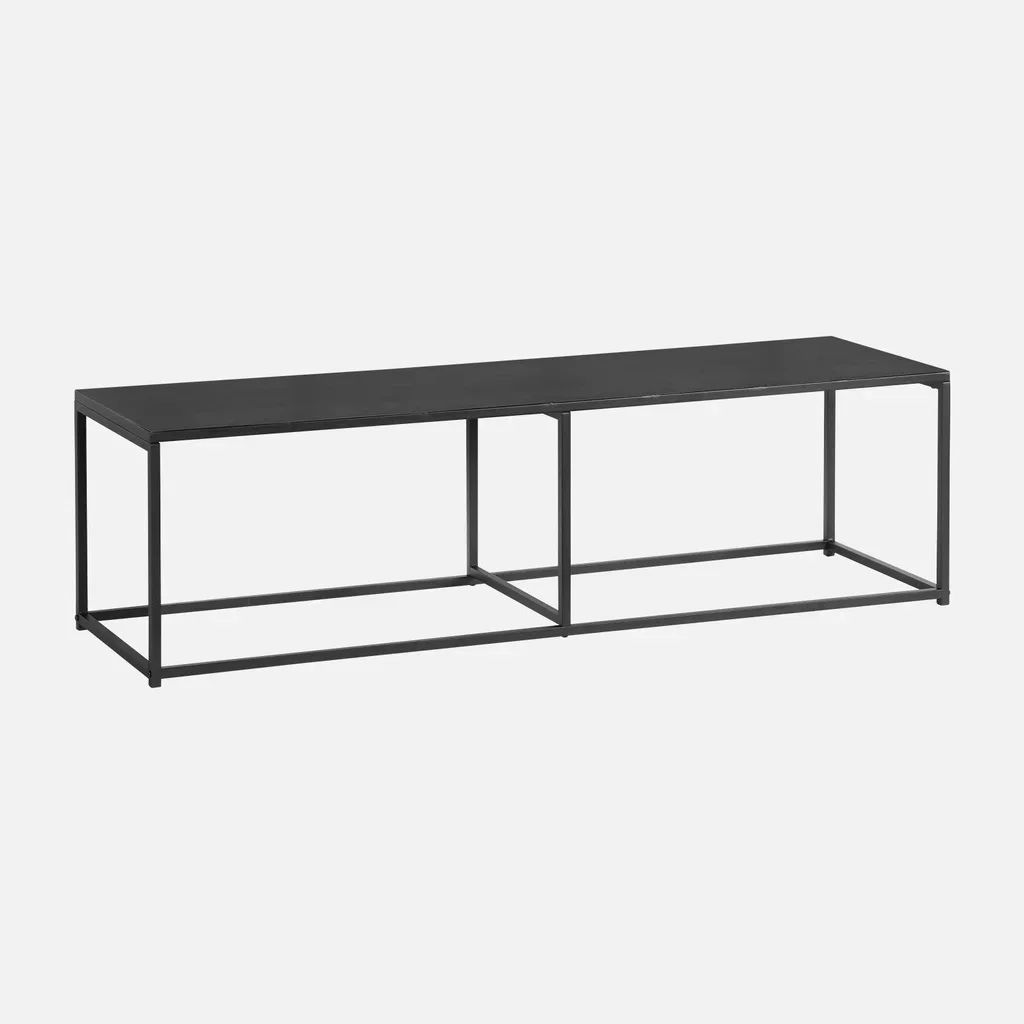 Mobile TV industriale 140 cm metallo nero con barra di rinforzo design urbano