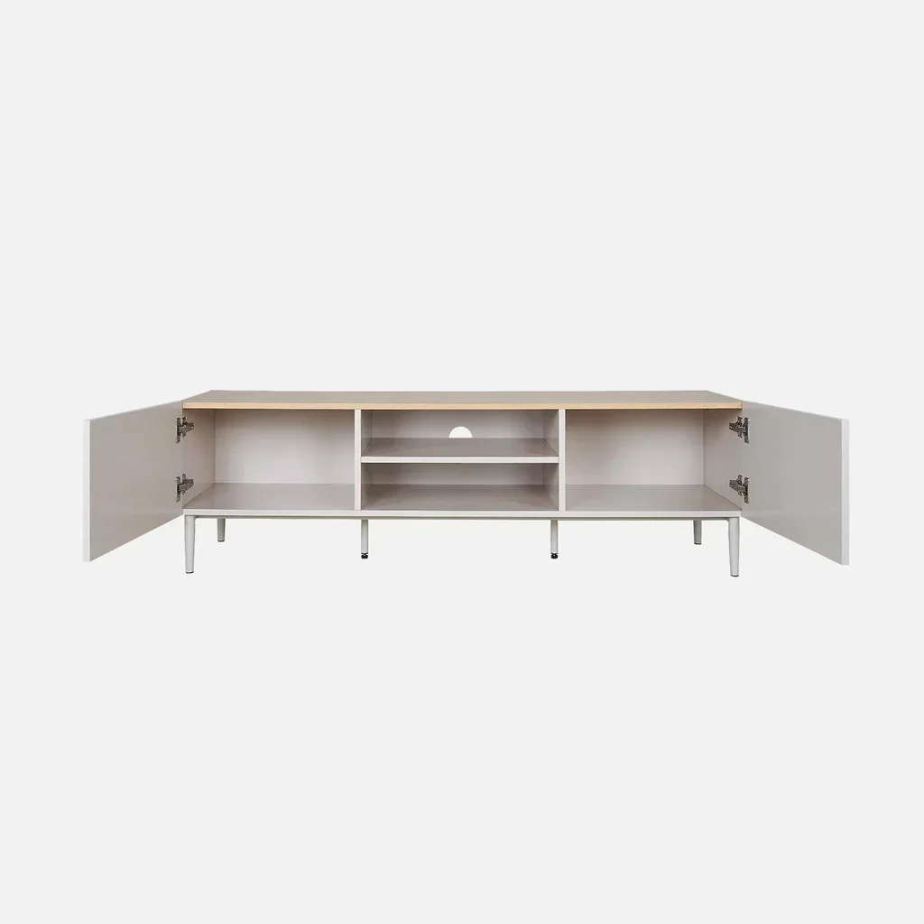 Meuble TV industriel 140 cm bois métal 2 portes salon