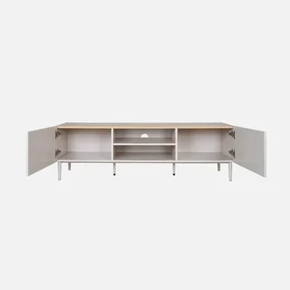 Meuble TV industriel 140 cm bois métal 2 portes salon